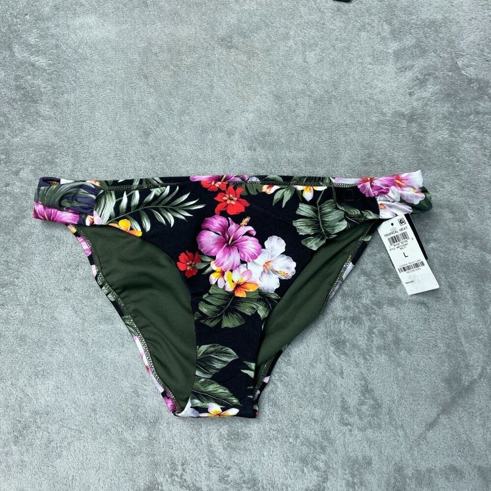 Bar III Women's L Tropical Print Bikini Bottoms Nylon/Spandex Blend K1273